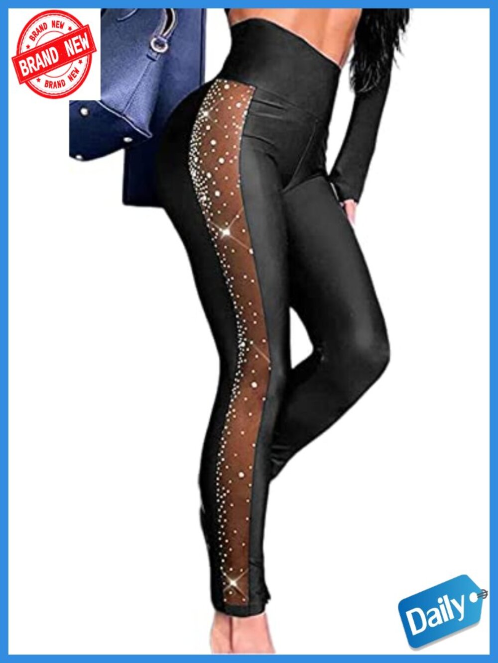 Sheer Mesh High Waist Leggings Sexy See Through Go-Go Pants Rave Athletic Tights